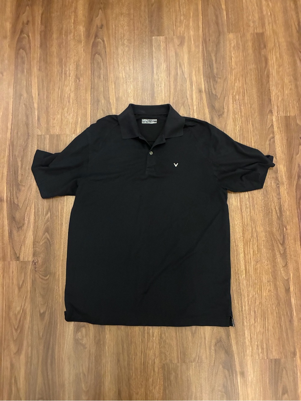 Callaway Men’s Black Solid Logo Polo Shirt Short Sleeve Size L